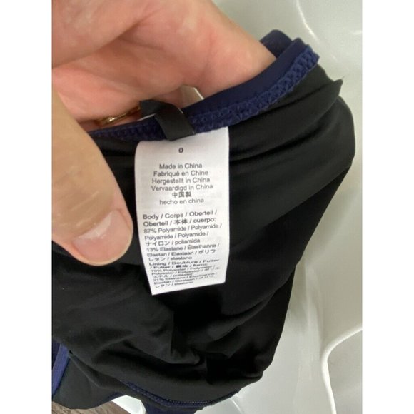 J. Crew $118 Long Torso Ruffle Deep-V One-Piece Swimsuit Size 0 AV682 Navy Blue - Picture 6 of 7